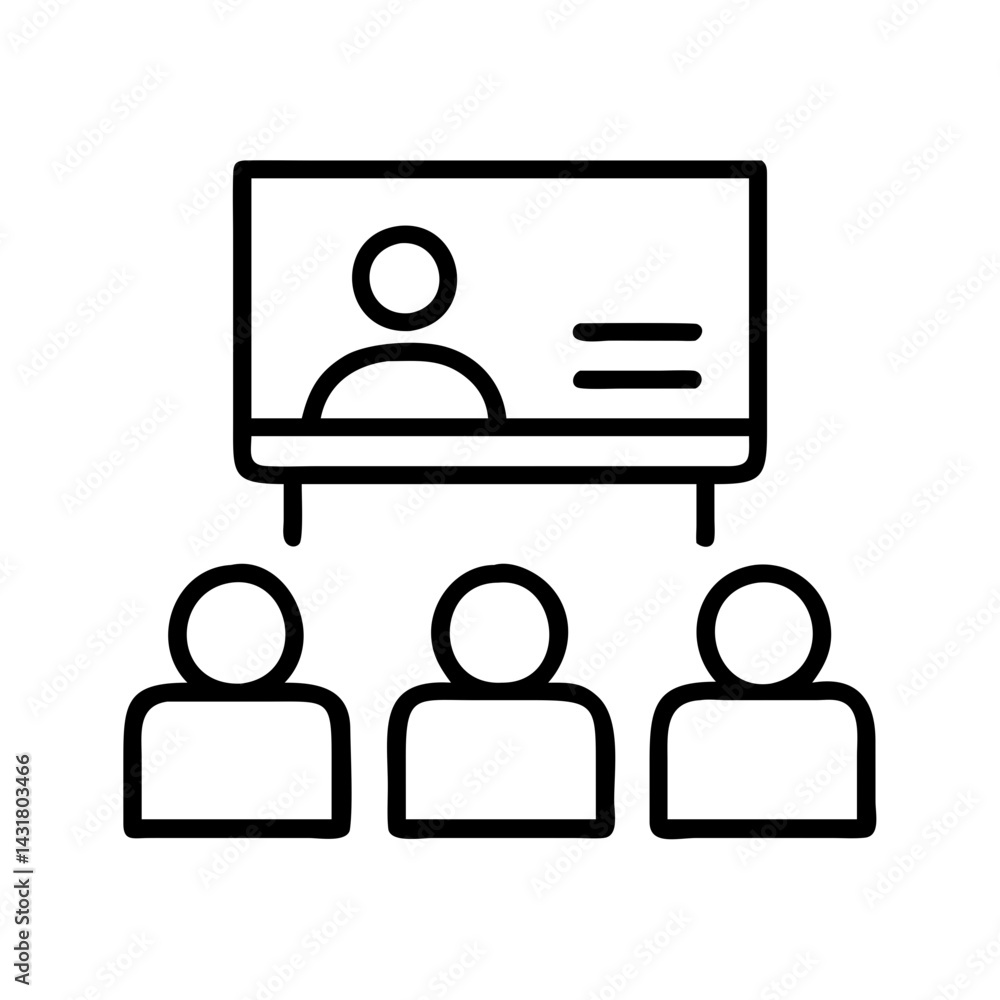 Fototapeta premium Online webinar conference meeting training seminar presentation workshop vector icon design