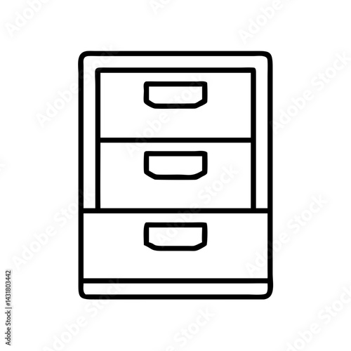 Outline file cabinet icon vector illustration of office furniture for document storage and organization