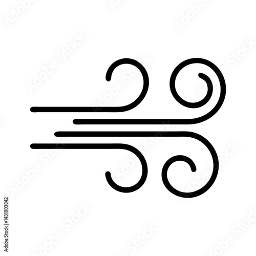 Wind blowing vector illustration, air flow graphic, weather icon, breeze symbol, climate design element