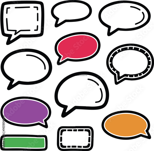 Handdrawn Speech Bubbles and Doodle Signs, Doodle set element, Hand drawn set, quotes, comic bubbles, doodle speech, 