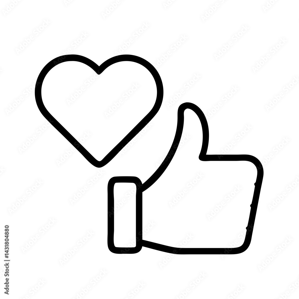 Like and heart icon vector illustration for social media feedback and engagement design element Like and heart icon vector illustration for social media feedback and engagement design element