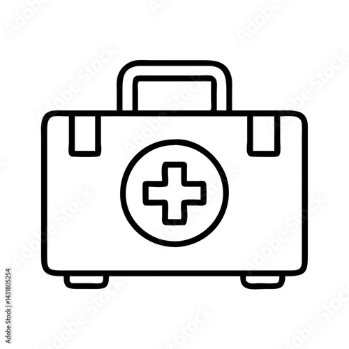 Outline first aid kit medical emergency box healthcare supplies safety equipment icon vector graphic
