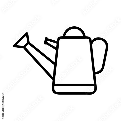 Watering can outline vector illustration for gardening equipment and plant care design needs