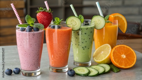 Four Vibrant Fruit and Vegg...