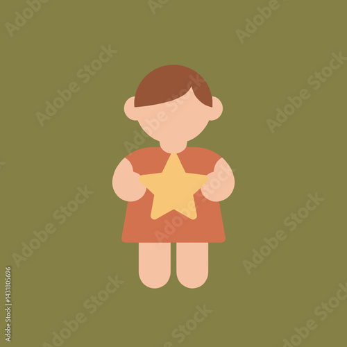 Child holding a star in a playful style on a muted background  World Children's Day