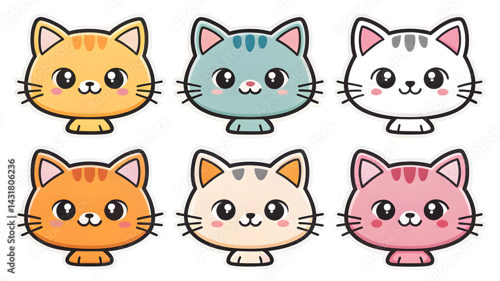 Fototapeta premium Set die cut sticker designs kitte
