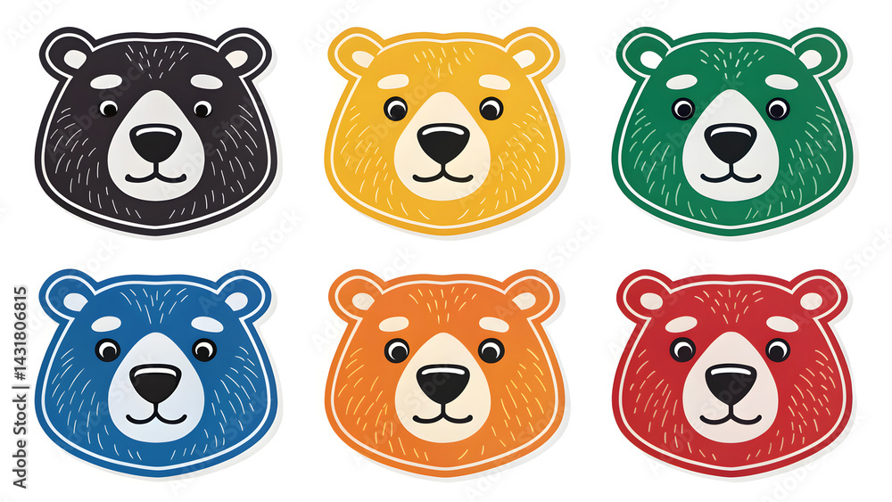 Obraz premium Set die cut sticker designs bears