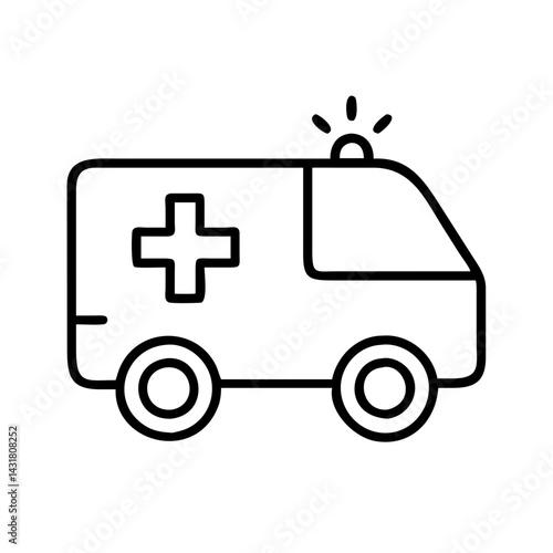 Ambulance emergency vehicle medical transport healthcare service first aid outline icon vector design