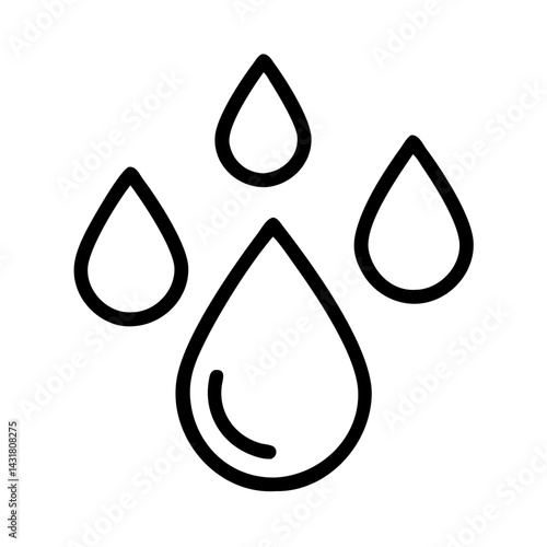 Water drop icon vector graphic illustration representing liquid rain moisture and dew concept design