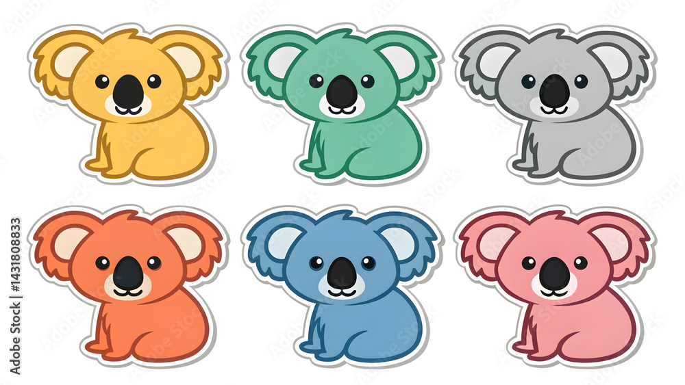 Fototapeta premium Set die cut sticker designs koala
