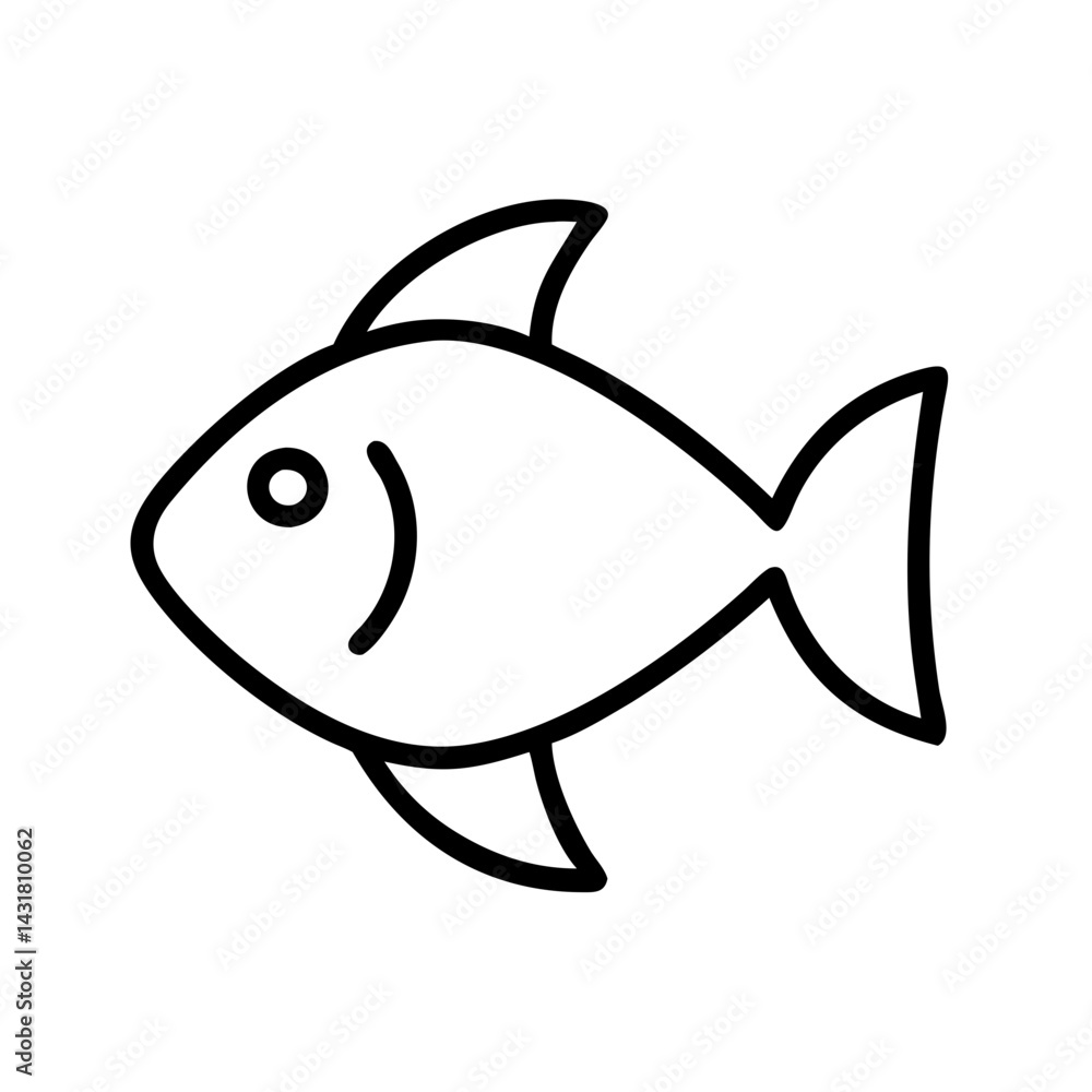 Fototapeta premium Isolated fish icon vector illustration, simple line drawing of fish, aquatic animal design element