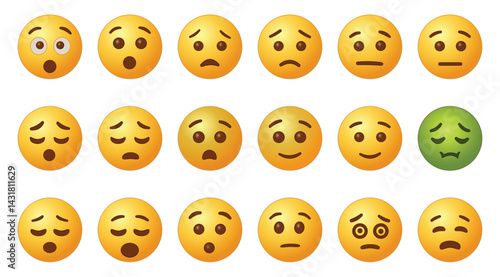 Set of emoticons, emoji isolated on white background, vector illustration.