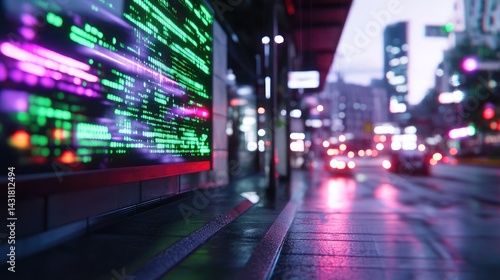 Modern city technology data screen futuristic night view