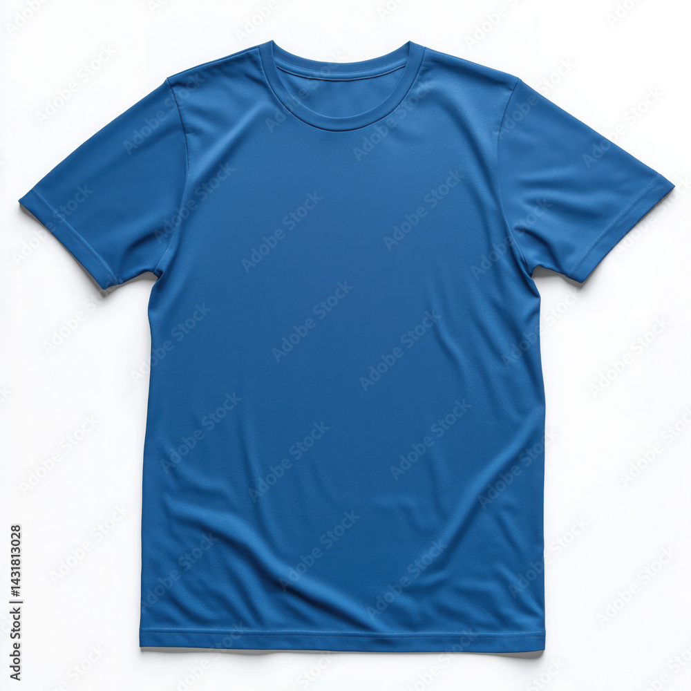 Plain blue t-shirt casual clothing essential mockup isolated on white background Plain blue t-shirt casual clothing essential mockup isolated on white background