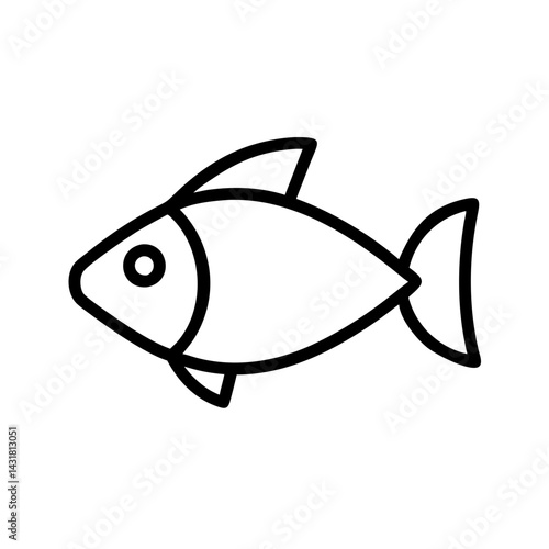 Simple fish drawing vector illustration aquatic animal outline design sea life icon graphic art, isolated