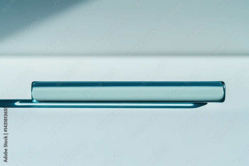 Clear glass tube resting on a light surface casting a soft shadow in bright daylight Clear glass tube resting on a light surface casting a soft shadow in bright daylight