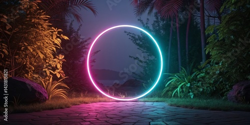 Neon Oval Portal in Tropica...