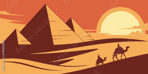 Pyramids of Giza Silhouette – Iconic Egyptian Landmark Illustration

