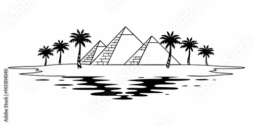 Pyramids of Giza Silhouette – Iconic Egyptian Landmark Illustration

