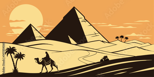 Pyramids of Giza Silhouette – Iconic Egyptian Landmark Illustration

