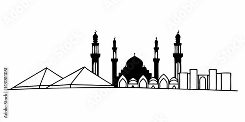 Pyramids of Giza Silhouette – Iconic Egyptian Landmark Illustration

