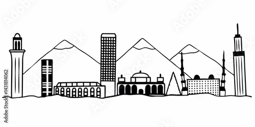 Pyramids of Giza Silhouette – Iconic Egyptian Landmark Illustration

