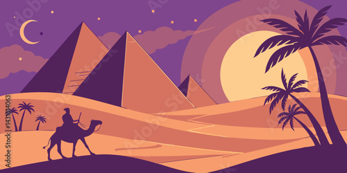 Pyramids of Giza Silhouette – Iconic Egyptian Landmark Illustration

