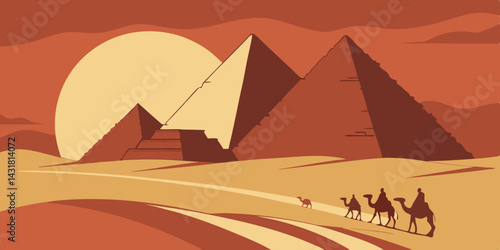 Pyramids of Giza Silhouette – Iconic Egyptian Landmark Illustration


