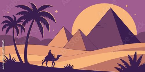 Pyramids of Giza Silhouette – Iconic Egyptian Landmark Illustration

