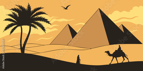 Pyramids of Giza Silhouette – Iconic Egyptian Landmark Illustration

