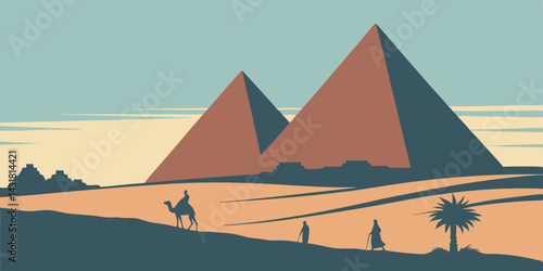 Pyramids of Giza Silhouette – Iconic Egyptian Landmark Illustration

