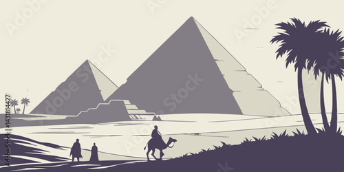 Pyramids of Giza Silhouette – Iconic Egyptian Landmark Illustration

