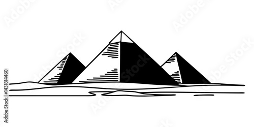 Pyramids of Giza Silhouette – Iconic Egyptian Landmark Illustration

