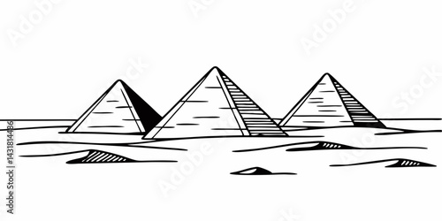 Pyramids of Giza Silhouette – Iconic Egyptian Landmark Illustration

