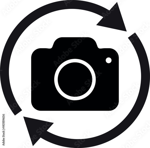 Flip and switch camera icon . Switch from front to back camera icon . Vector illustration