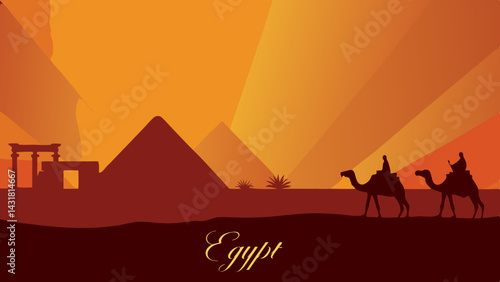Pyramids of Giza Silhouette – Iconic Egyptian Landmark Illustration

