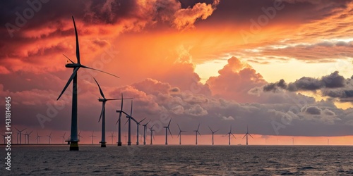Offshore Wind Farm at Sunse...