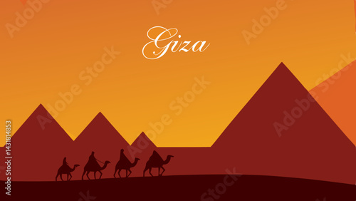 Pyramids of Giza Silhouette – Iconic Egyptian Landmark Illustration

