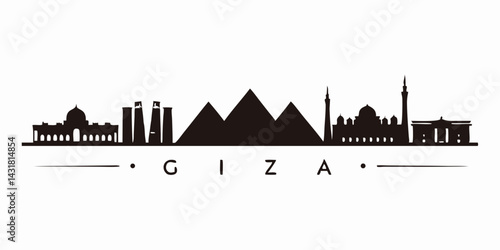 Pyramids of Giza Silhouette – Iconic Egyptian Landmark Illustration

