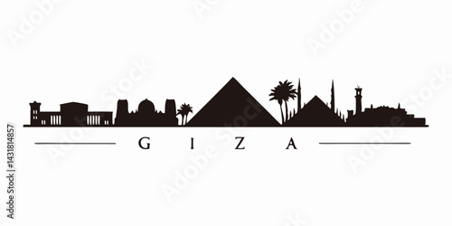 Pyramids of Giza Silhouette – Iconic Egyptian Landmark Illustration

