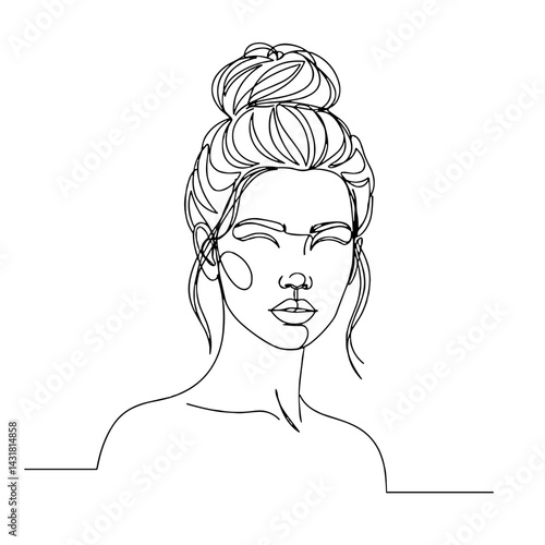 Abstract line art of a woman with a bun hairstyle  