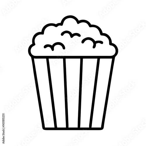 Vector outline illustration of popcorn bucket snack food for movie night and cinema treat time