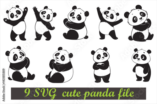 A black silhouette of cute panda.