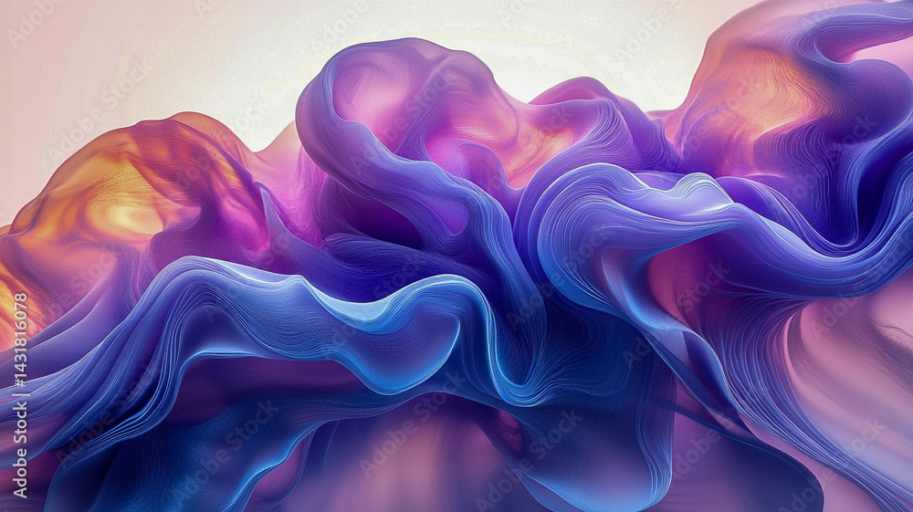 Obraz premium Colorful gradient silk folds with light reflections