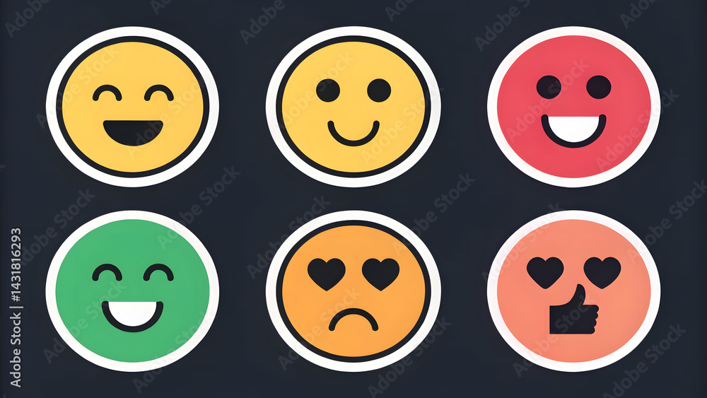 Set sticker designs emoji reactio Set sticker designs emoji reactio