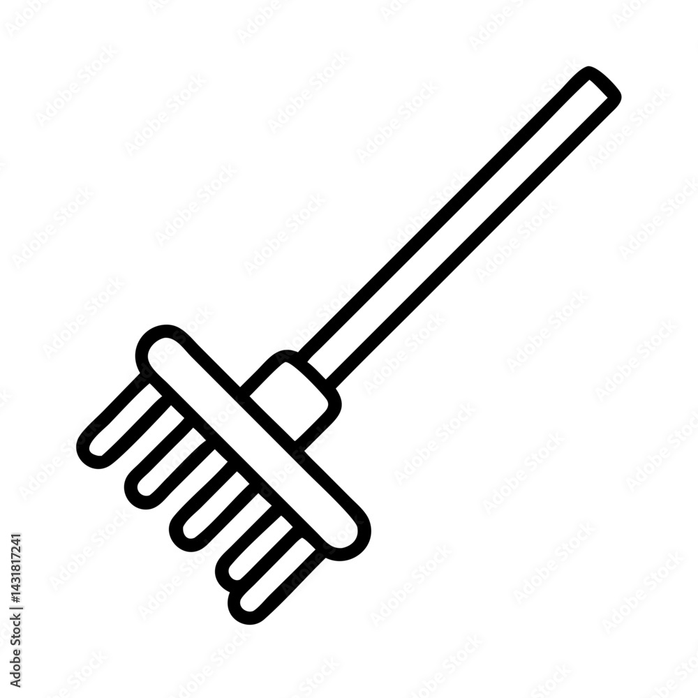 Find the best garden rake vector icon for lawn care and leaf cleanup in outline style illustration Find the best garden rake vector icon for lawn care and leaf cleanup in outline style illustration