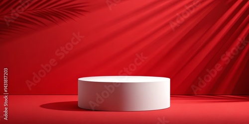 Red Background White Cylind...