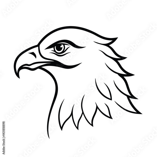 Striking bald eagle head vector illustration with sharp lines and minimalist black and white design