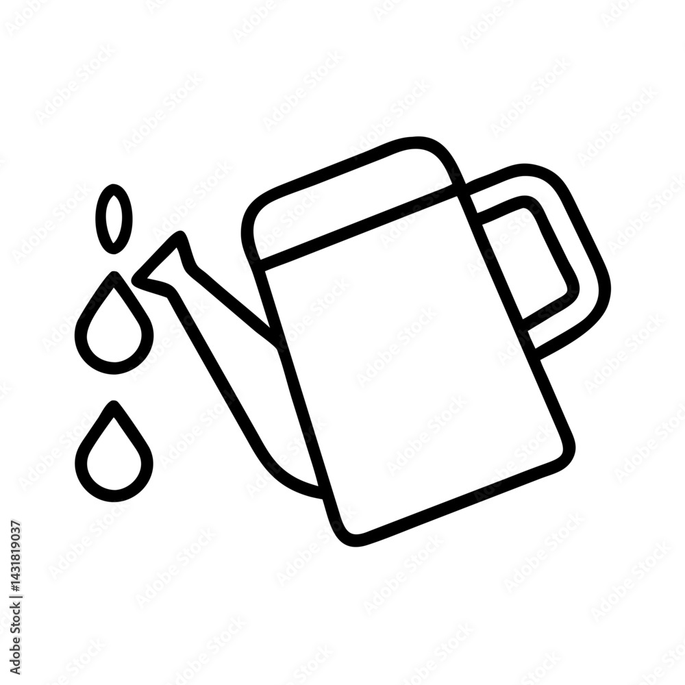 Watering can vector illustration outline drawing for gardening and plant care design element icon Watering can vector illustration outline drawing for gardening and plant care design element icon