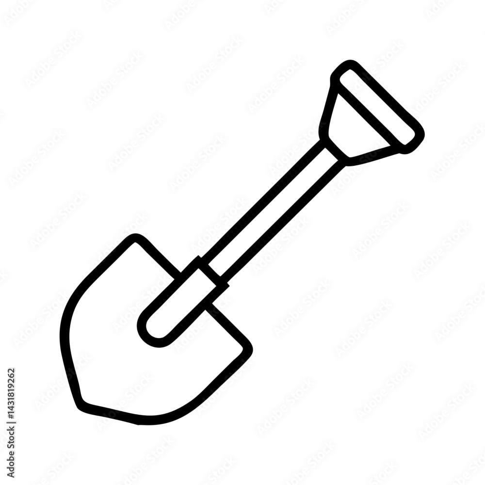 Shovel outline vector icon illustration, gardening digging tool, spade equipment for soil work, farm Shovel outline vector icon illustration, gardening digging tool, spade equipment for soil work, farm